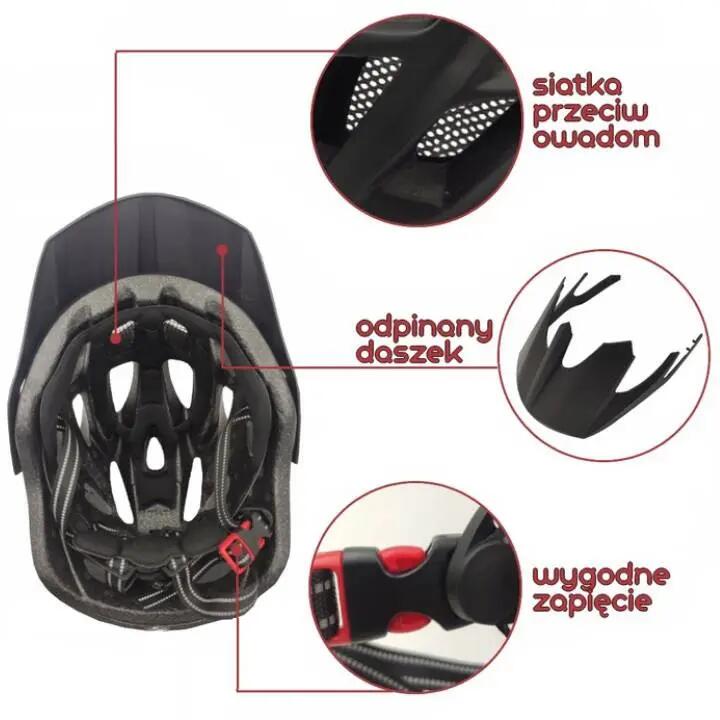 Kask rowerowy ROXAR MTB czarny mat M 9/11