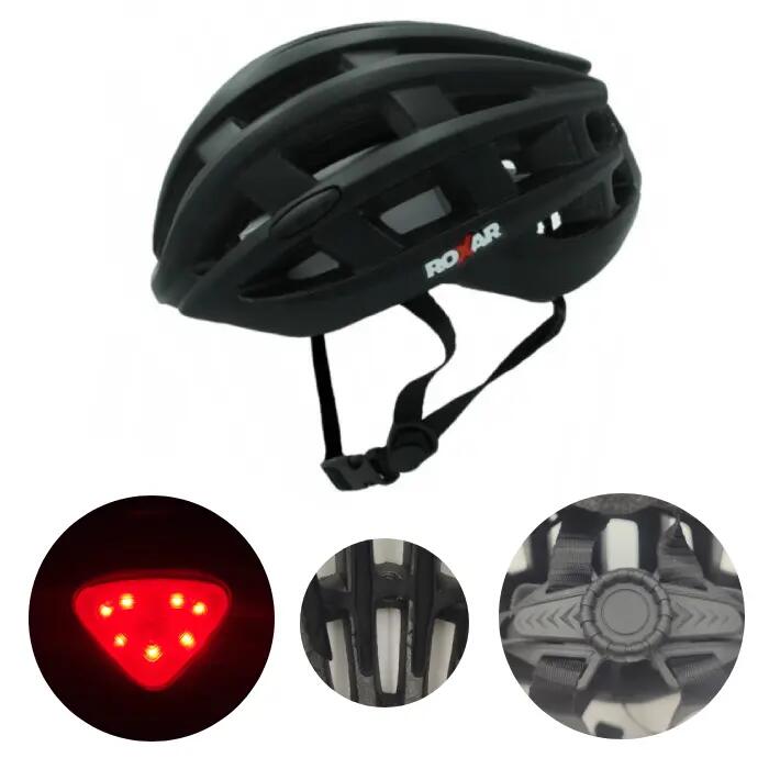 Kask rowerowy miejski / szosowy ROXAR STREET czarny matowy z wbudowaną lampką M 9/9