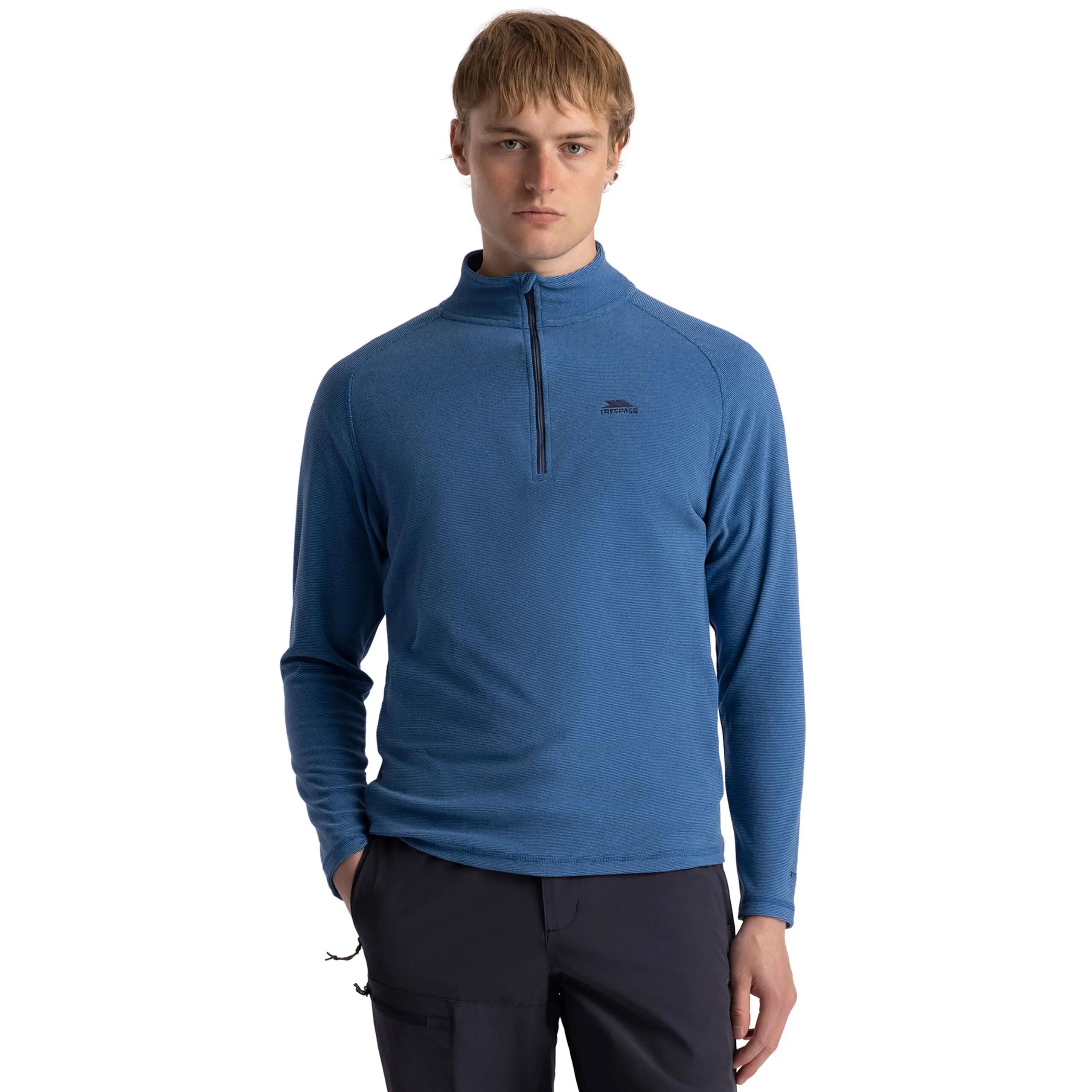 Mens Striped Microfleece Pullover 1/2 Neck Zip Fleece - Keynote 4/5