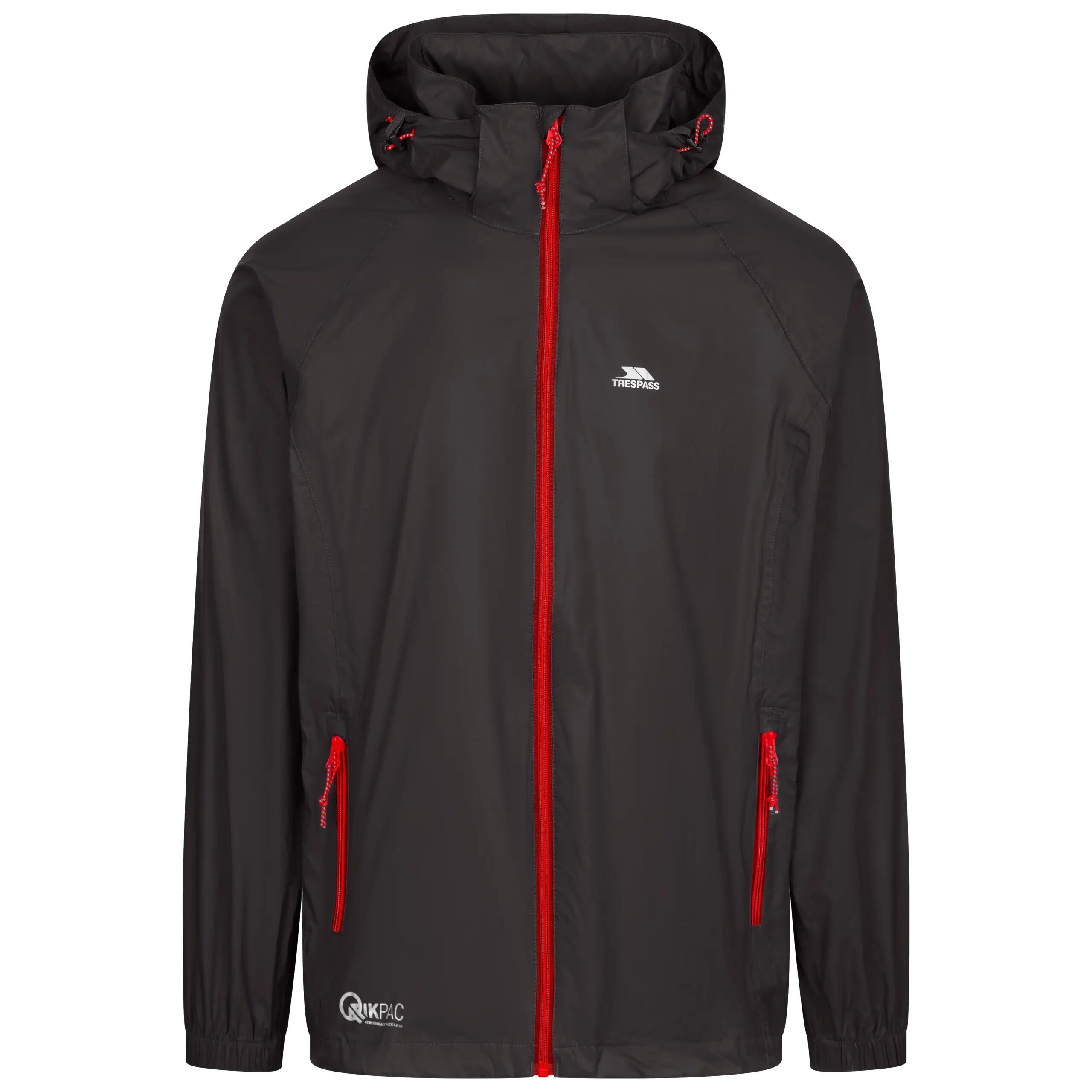 Trespass Qikpac X - Unisex Packaway Jkt Zwart/rood 4/7
