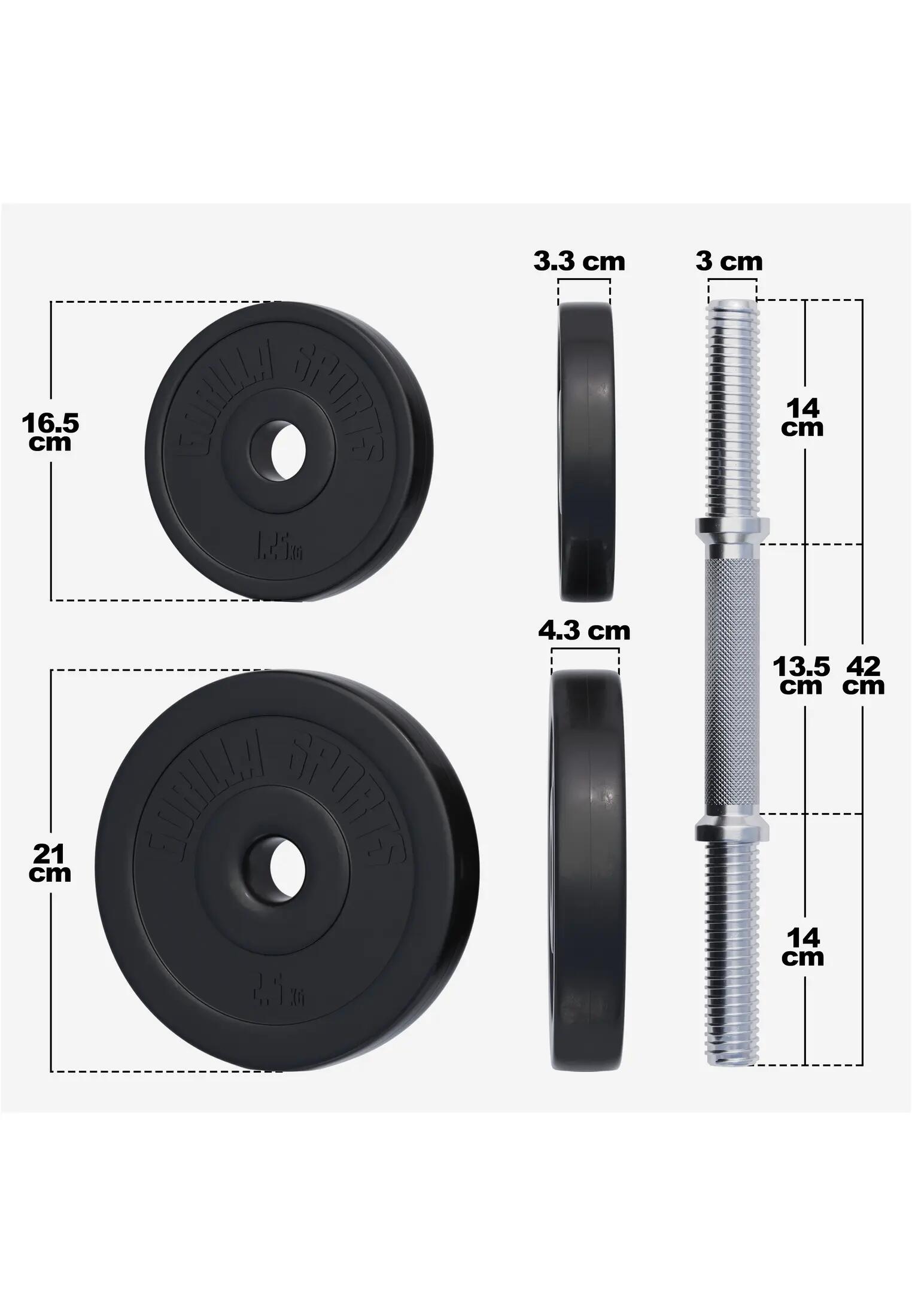 KIT HALTÈRES COURT DE 20KG AVEC DISQUES PLASTIQUE | MUSCULATION | 30MM/31MM 3/15