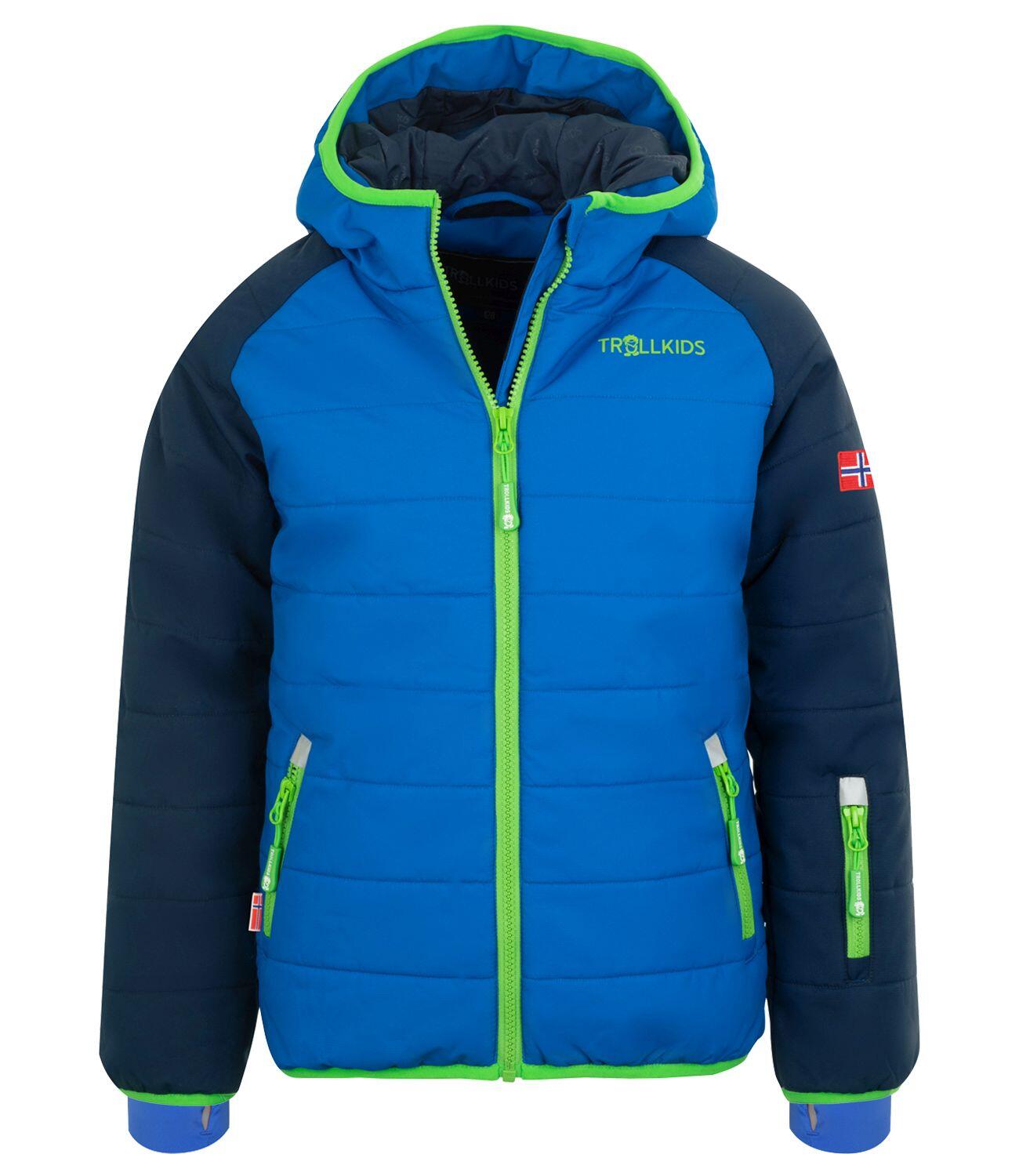 TROLLKIDS Kinder Skijacke Hafjell PRO Wasserabweisend Marineblau / Mittelblau / Grün