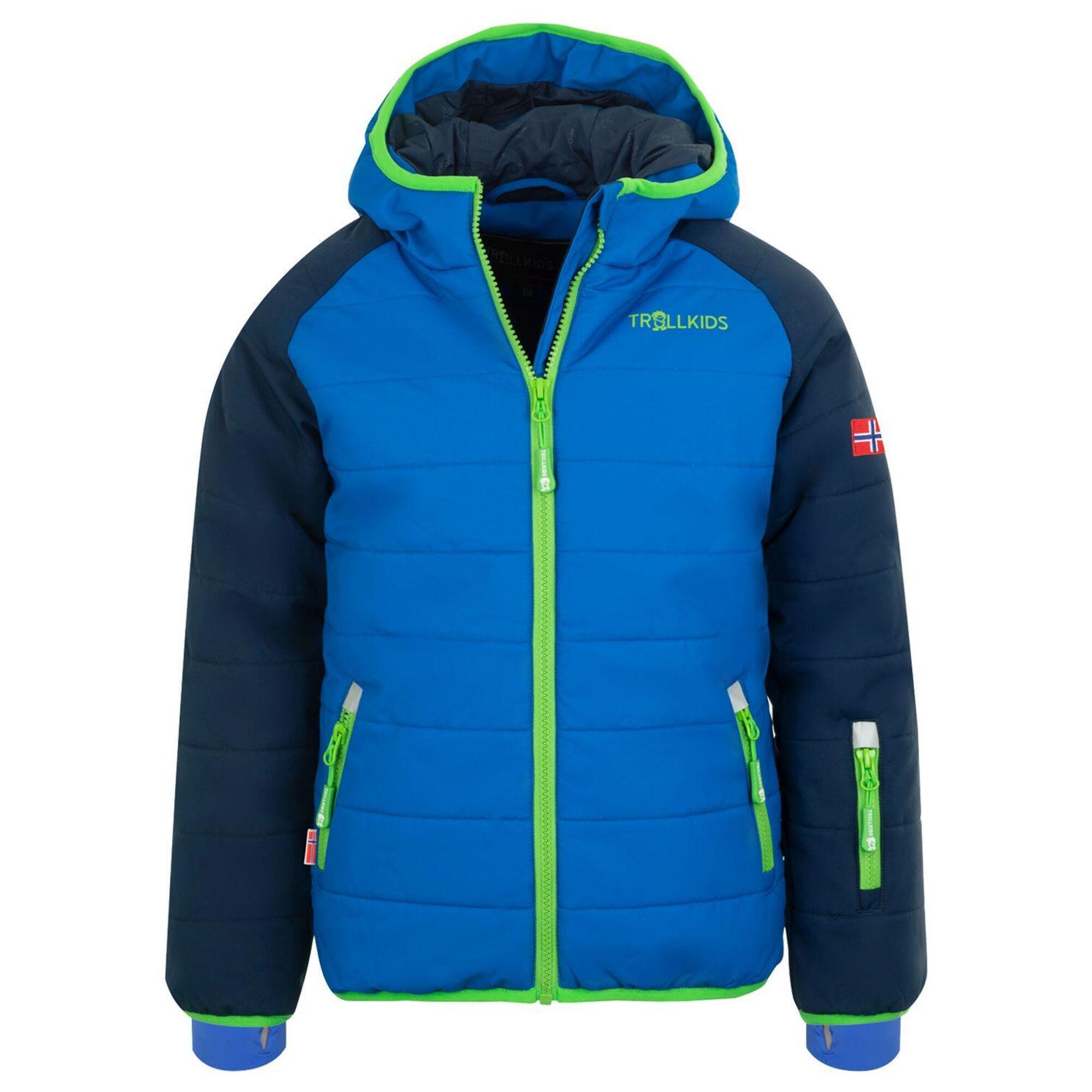 Hafjell PRO water-repellent children's ski jacket Navy blue / Mid blue / Green