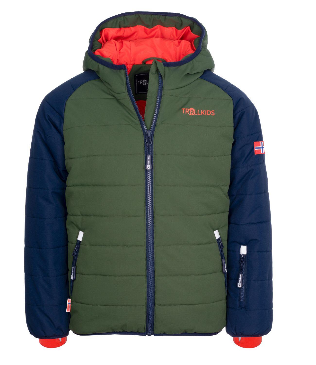 TROLLKIDS Kinder Skijacke Hafjell PRO Marineblau/Waldgrün/Orange