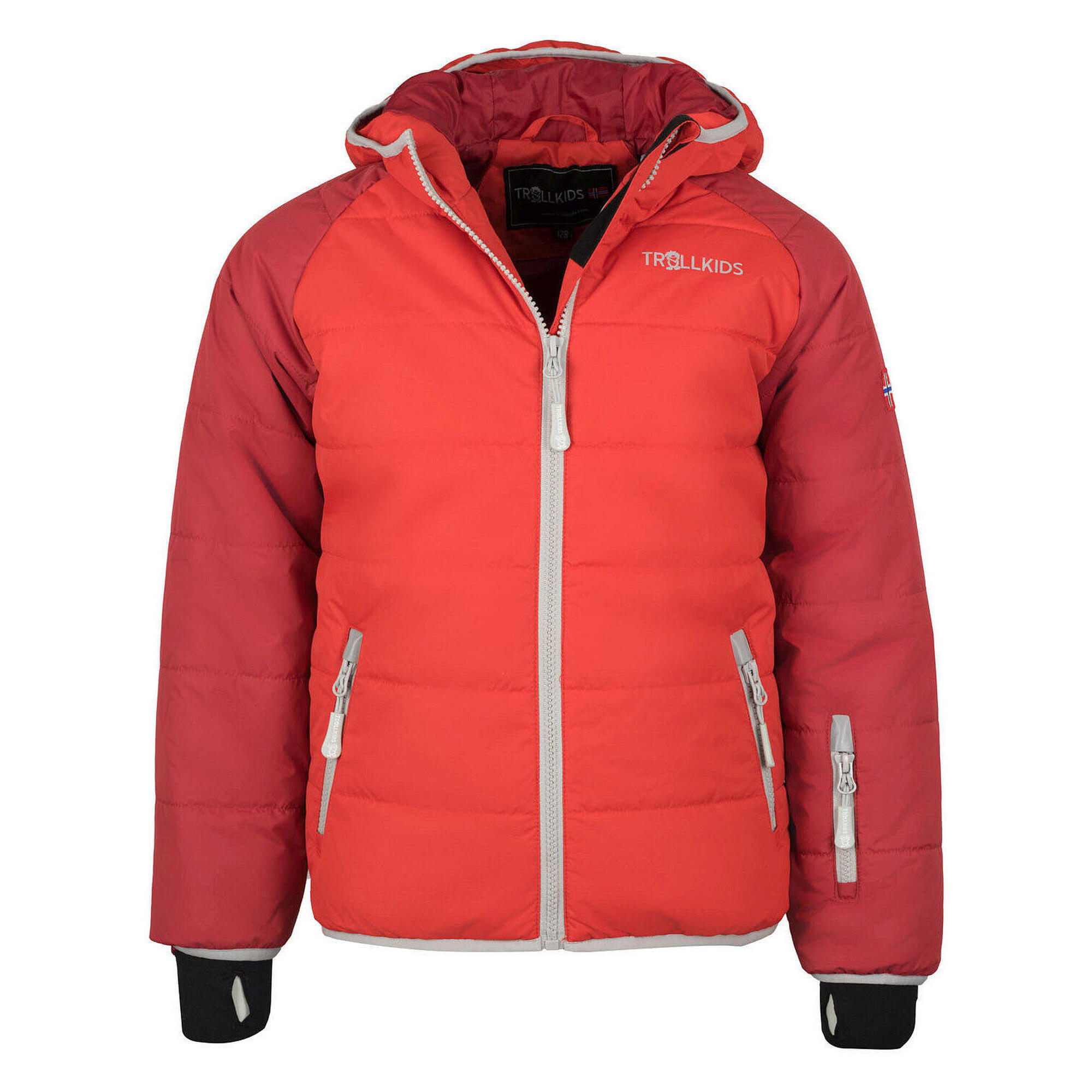 Hafjell children's ski jacket dark red / fire red / silver