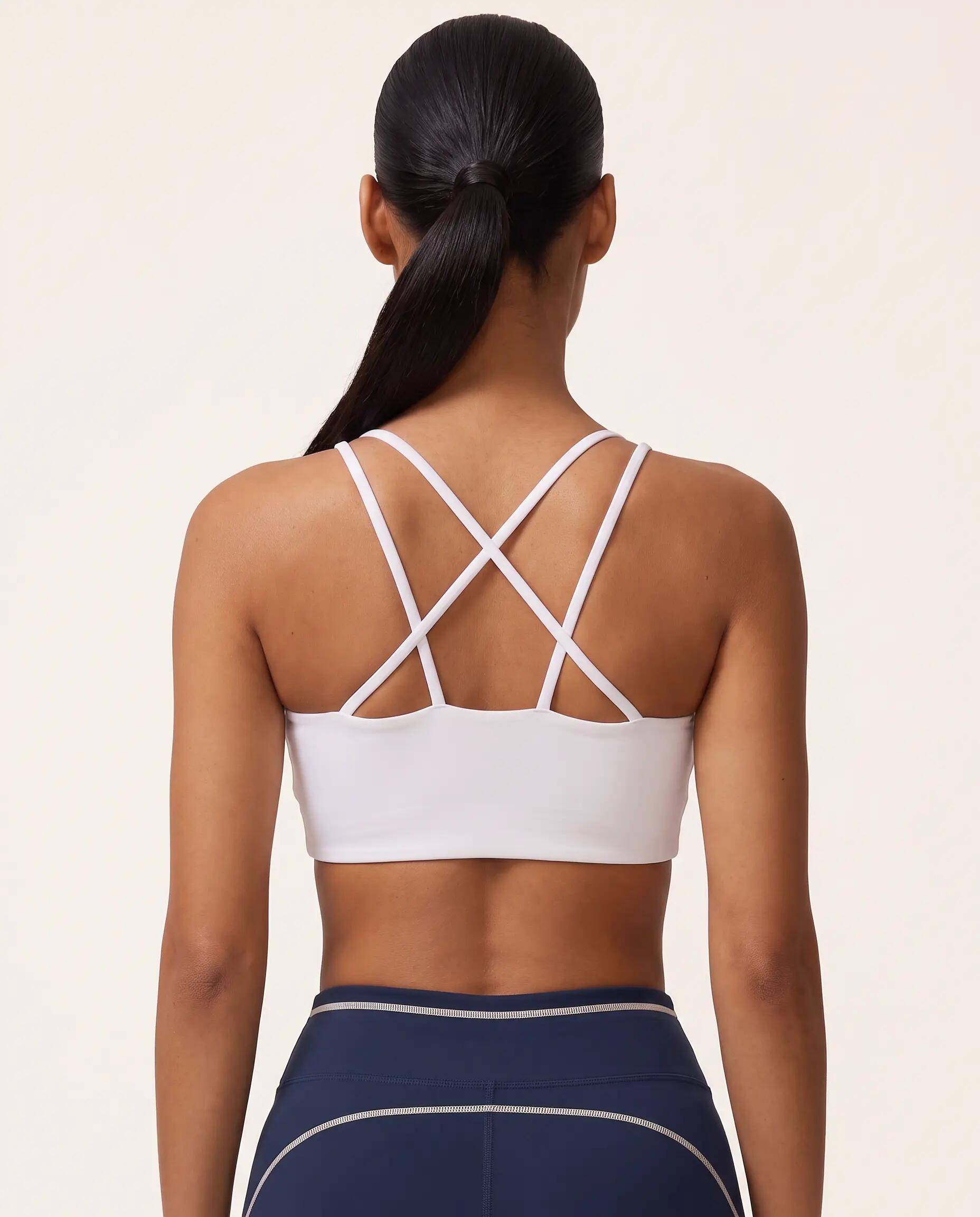 Reggiseno sportivo yoga donna doppie spalline sottili - Bianco 2/6
