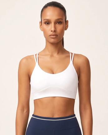 Brassière de sport yoga femme doubles bretelles fines - Blanc