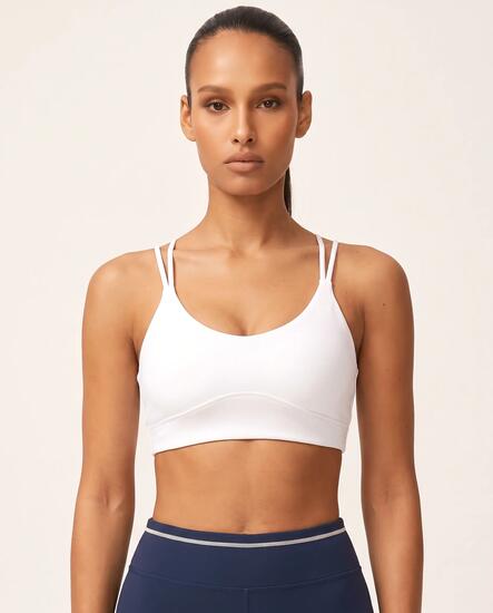 Brassière de sport yoga femme doubles bretelles fines - Blanc