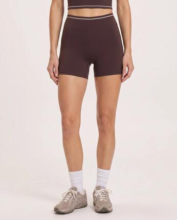 Short de sport fitness femme taille haute piping Varsity - Noir