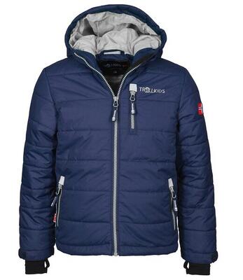 Kinder winterjas hemsedal waterdicht winddicht marineblauw/zilvergrijs