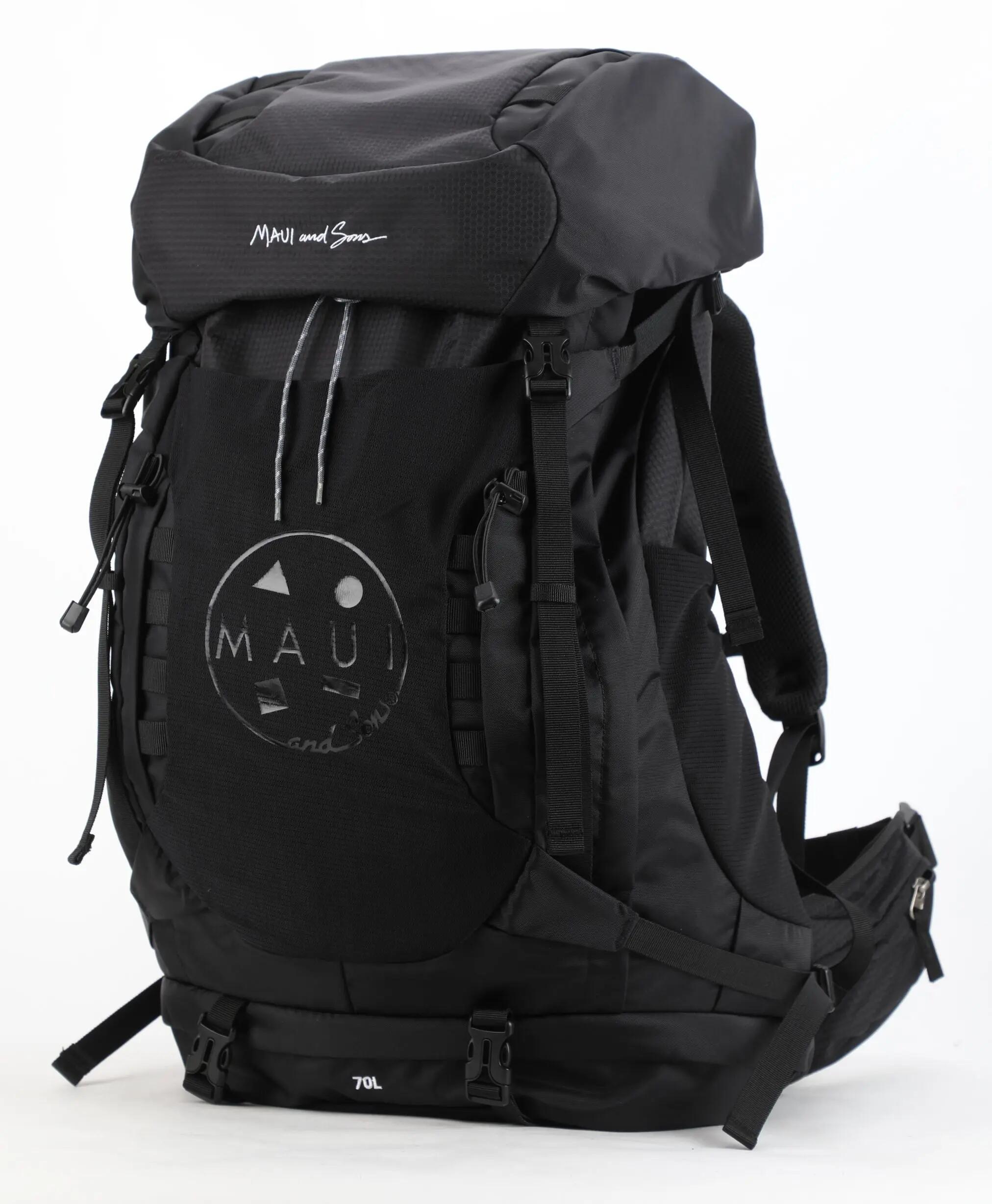 Rucsac de drumeție Maui & Sons 70L, negru, cu husă de ploaie 2/10