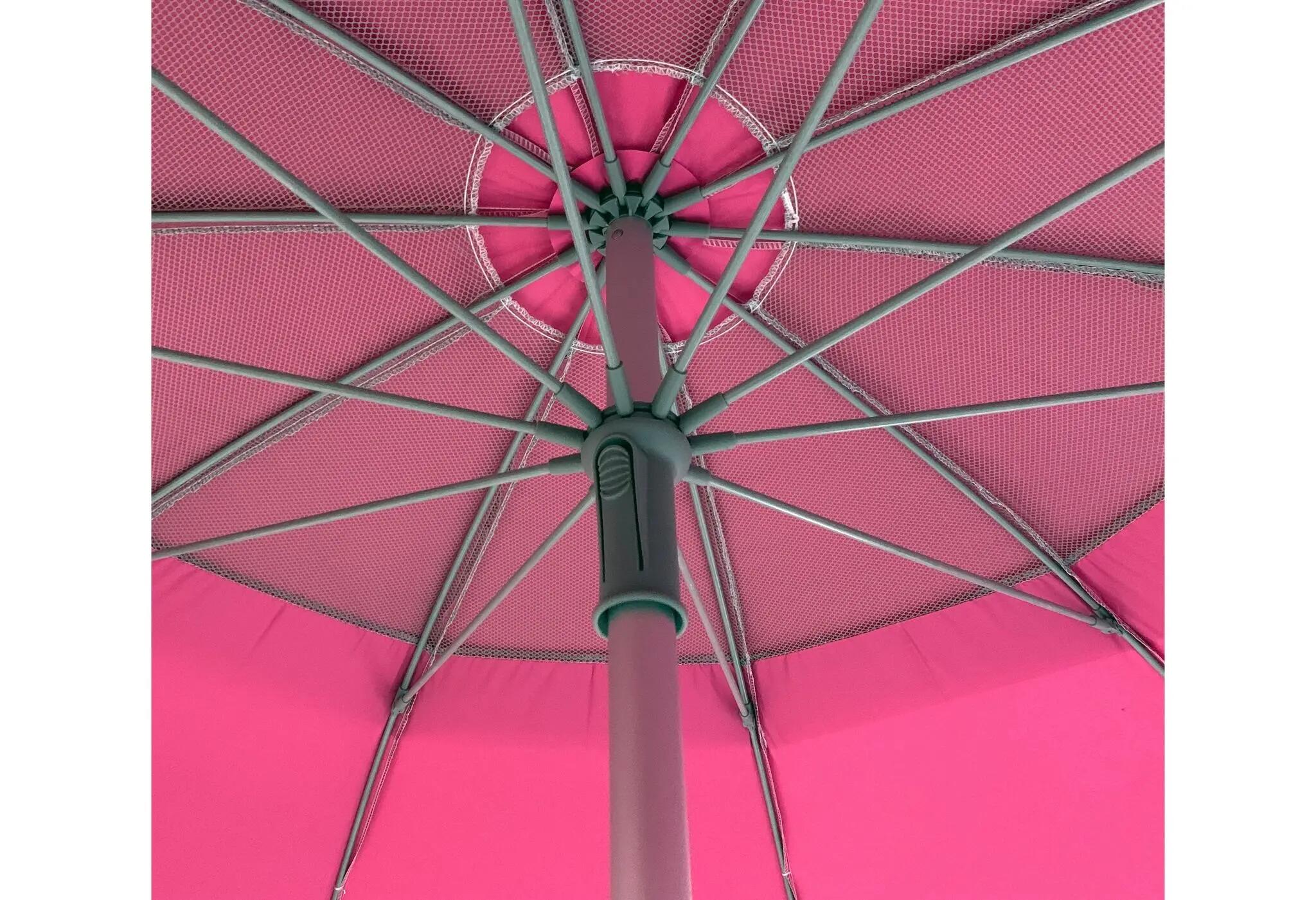 Umbrelă de plajă Maui & Sons XL, UPF50+, rabatabilă, roz 2/6
