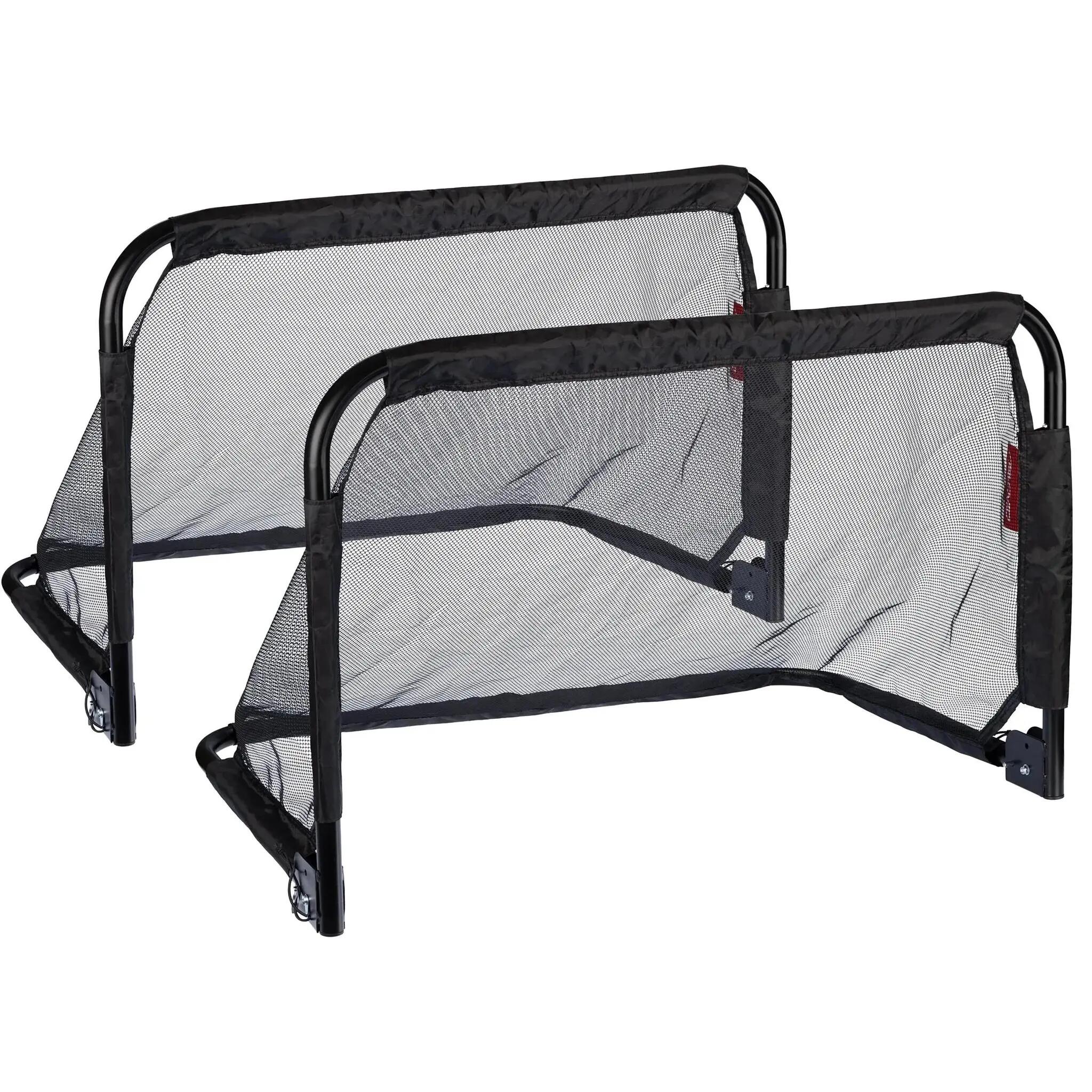 Set 2 porți fotbal pliabile Avento oțel 90x60x60 cm negru