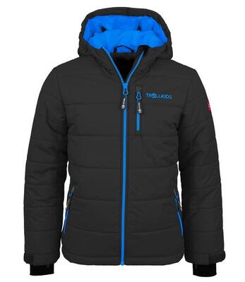 Kinder winterjas hemsedal waterdicht winddicht donkergrijs/middelblauw