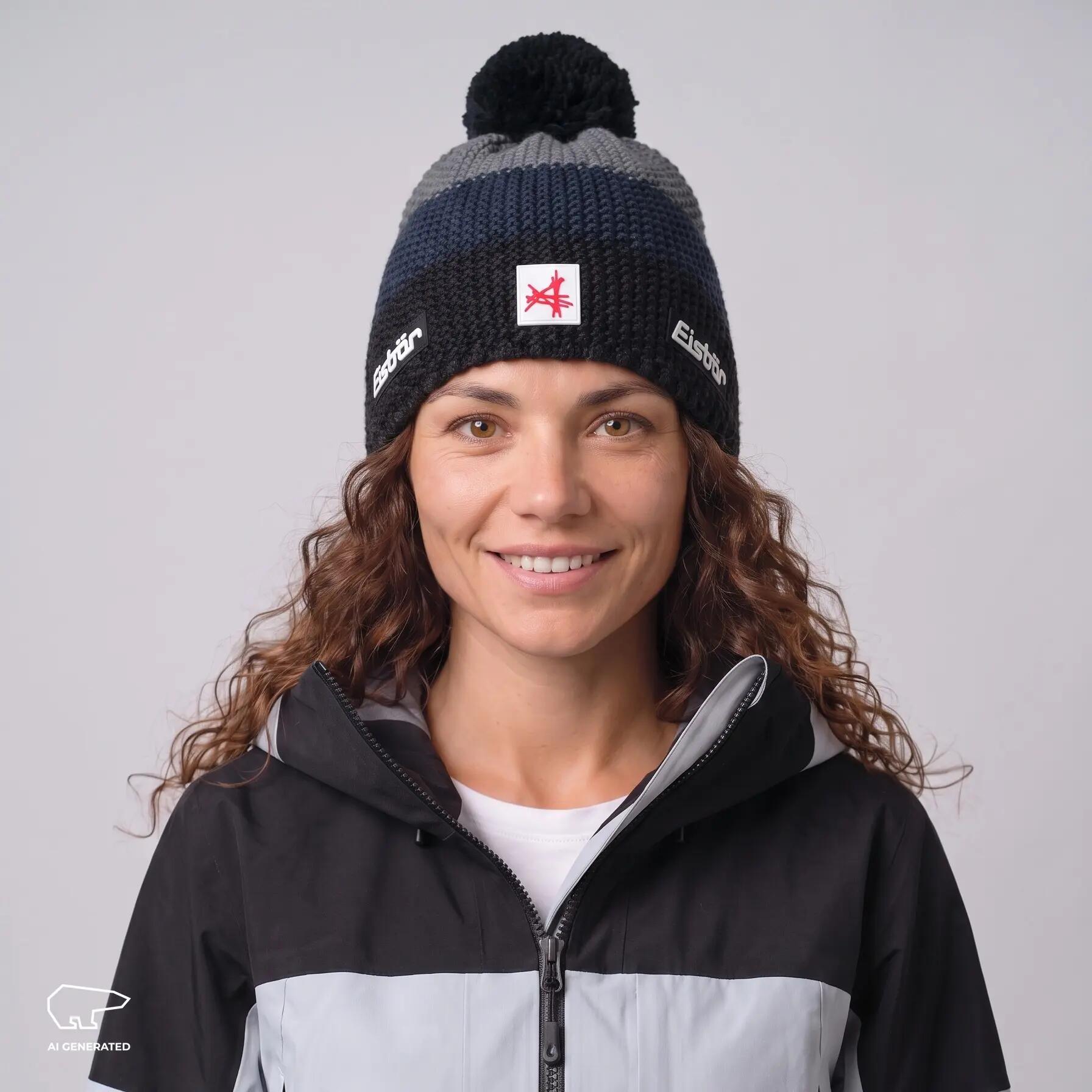 Muts Star Ski Austria muts met pompon heren dames wintermuts fleece pompon 7/8
