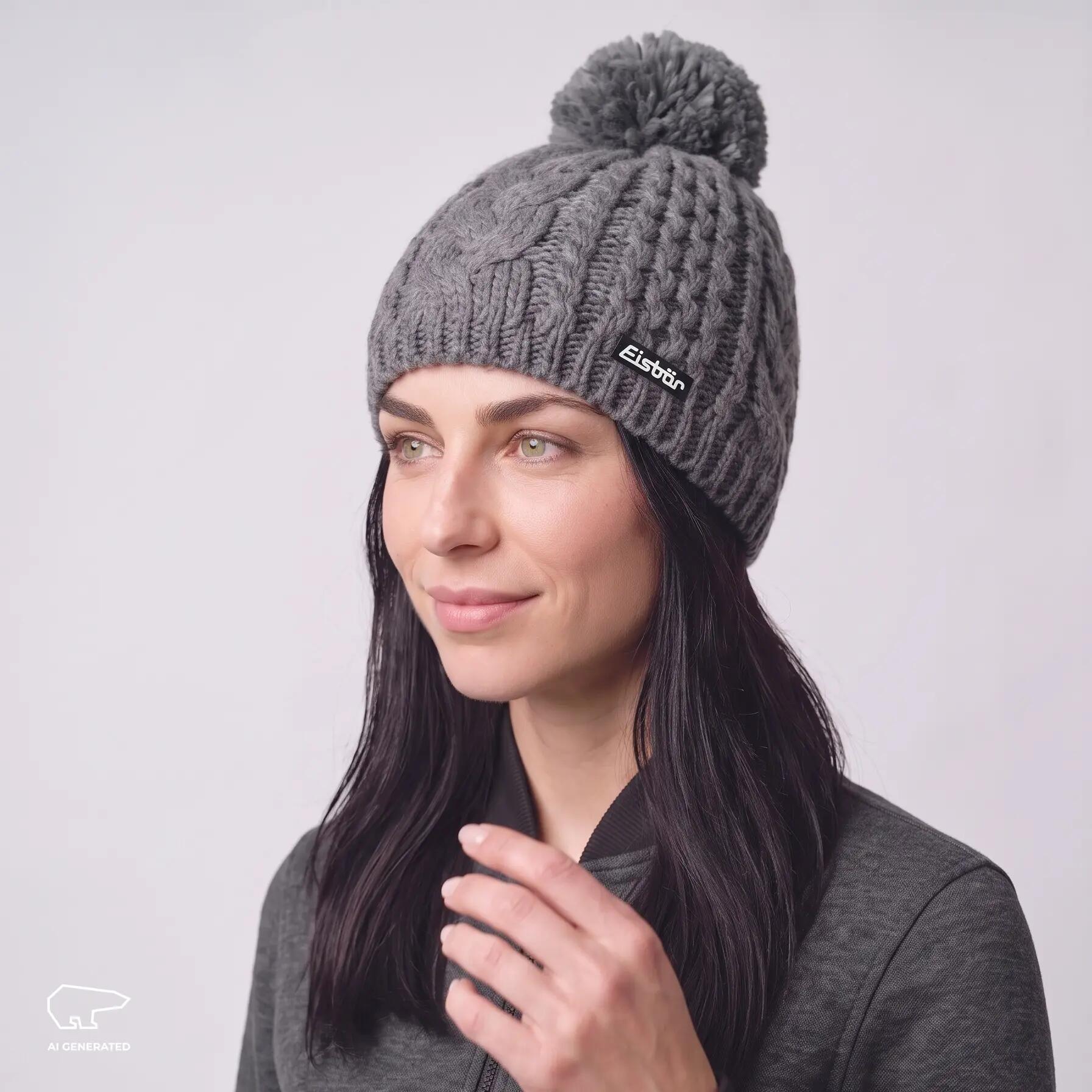 Bonnet Afra bonnet à pompon femme bonnet d'hiver polaire pompon chaud Merino 5/6