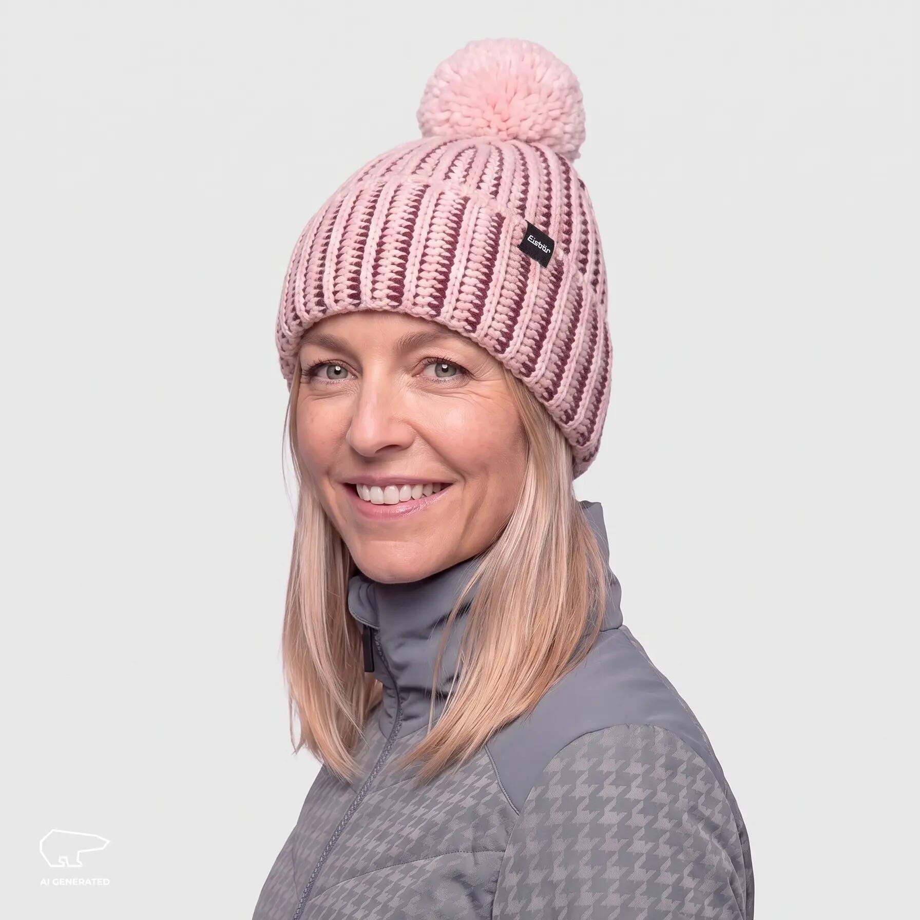 Muts Ronda muts met pompon heren dames wintermuts fleece pompon warm Merino 7/7