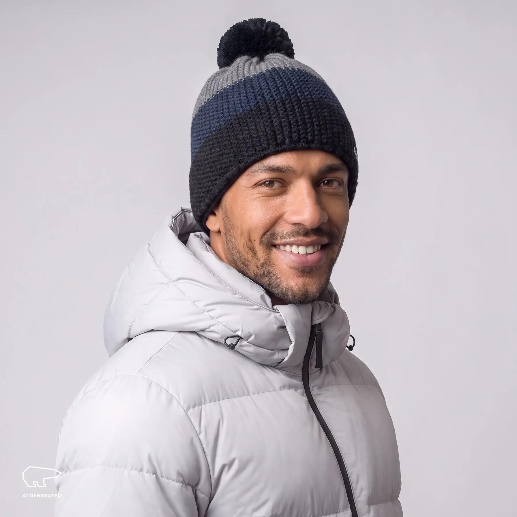 Eisbär Star Pompon MÜ Bommelmütze für Herren und Damen aus 50% Merinowolle 6/8