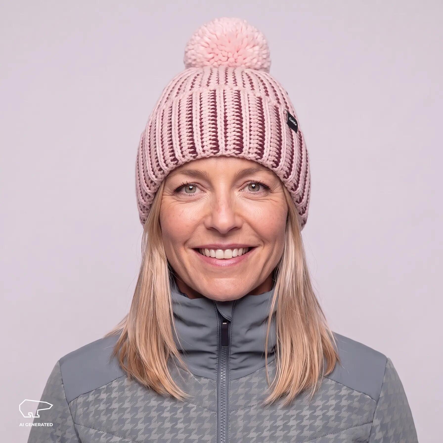 Muts Ronda muts met pompon heren dames wintermuts fleece pompon warm Merino 6/7