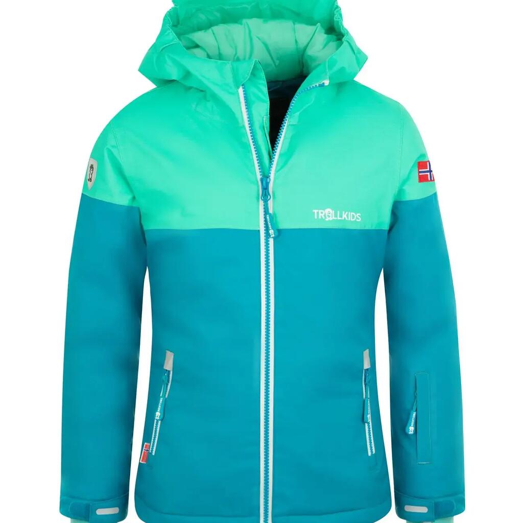 Hallingdal Girls' Waterproof Ski Jacket petrol green, quilted