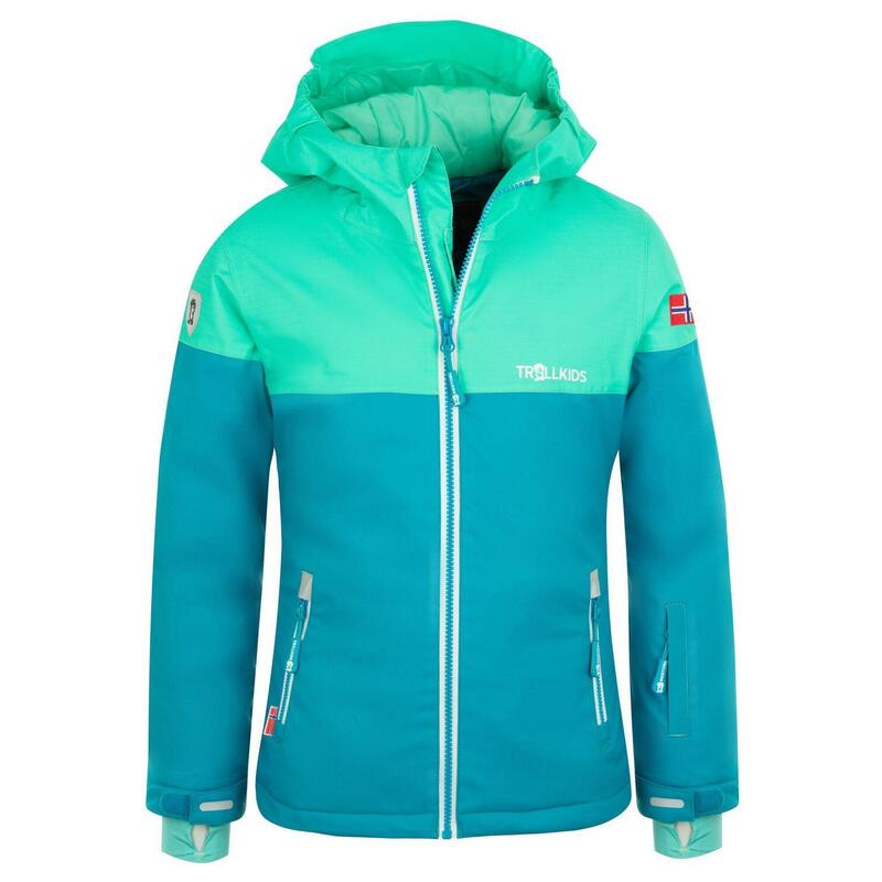 Filles Ski Jacket Hallingdal Imperméable Vert Pétrole/Menthe Foncée