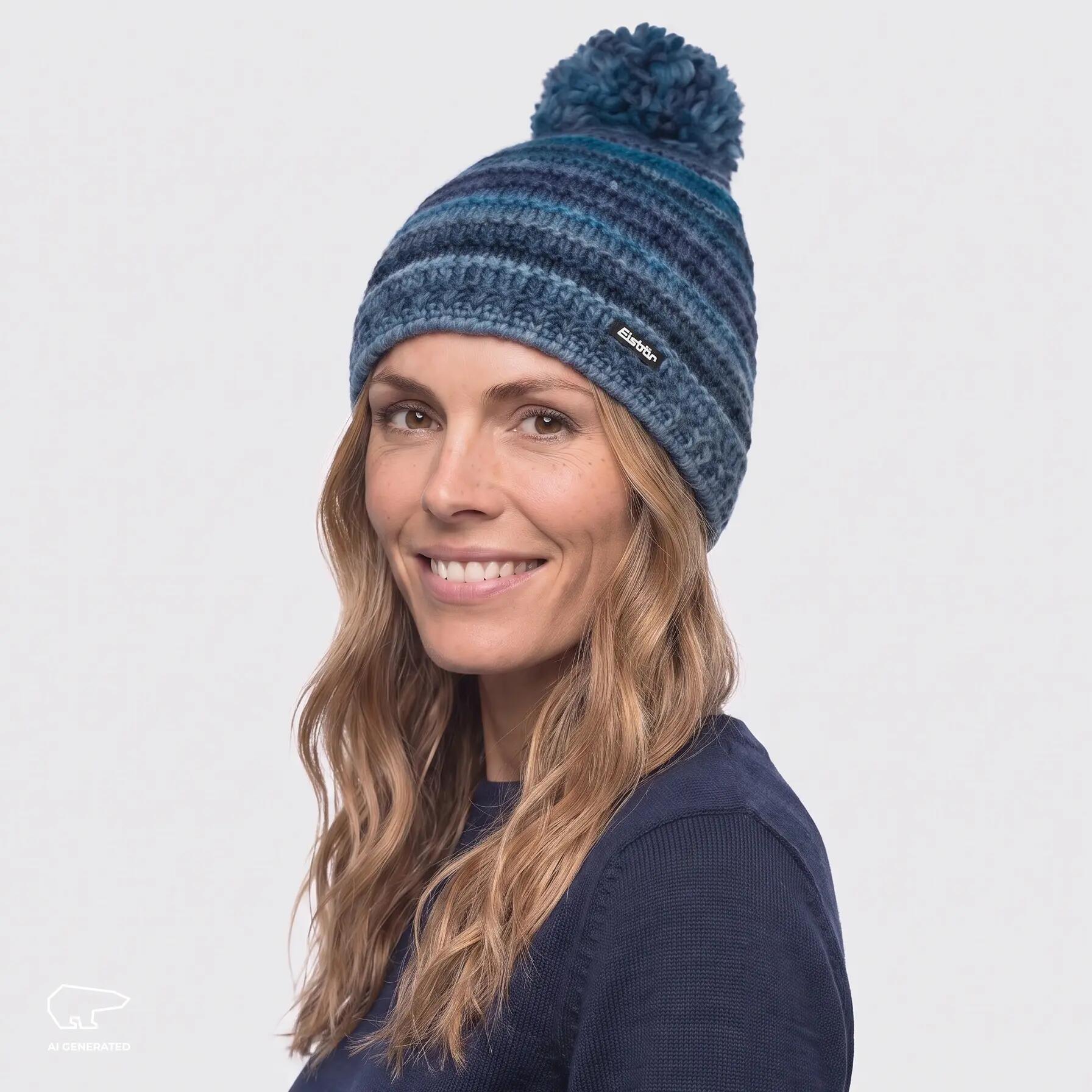 Muts Mikata Pomponmuts Heren Dames Wintermuts Fleece Pompon warm 6/7
