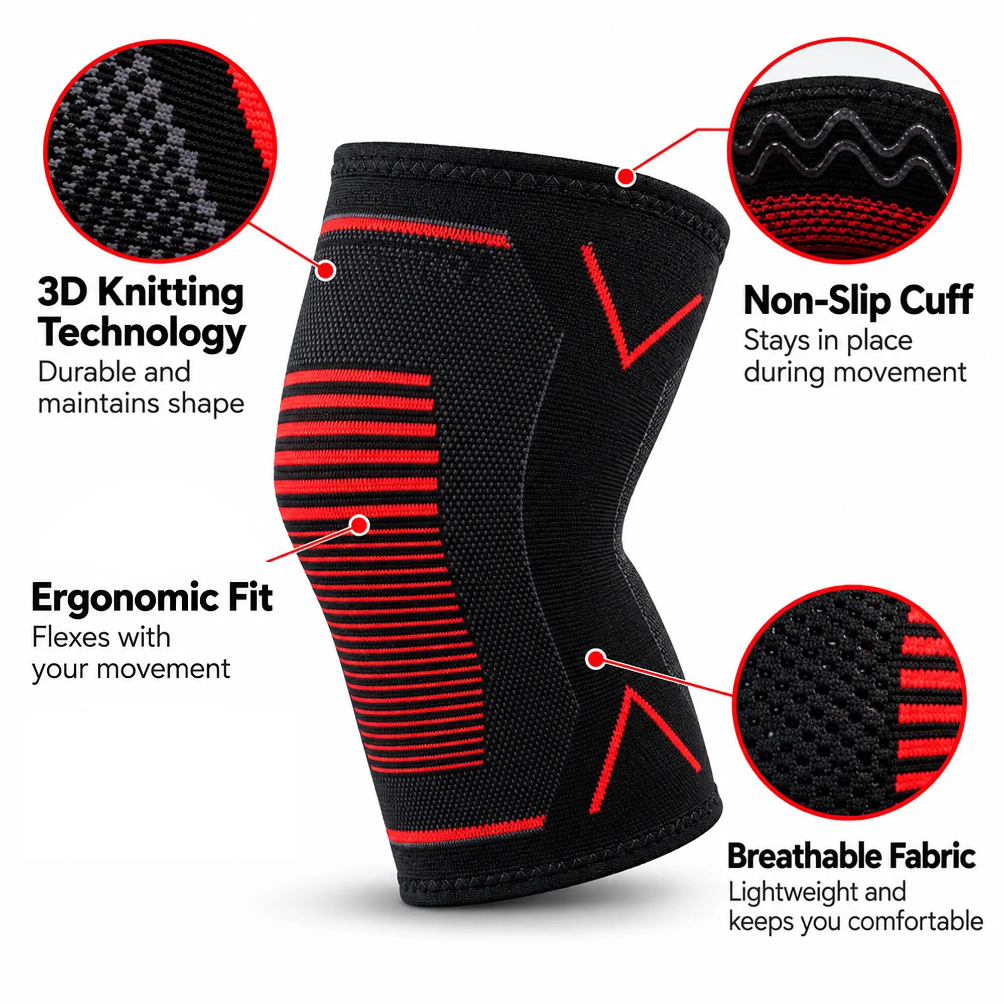 Knee Compression Support Brace for Running, Arthritis, ACL, MCL (Pair) 2/11