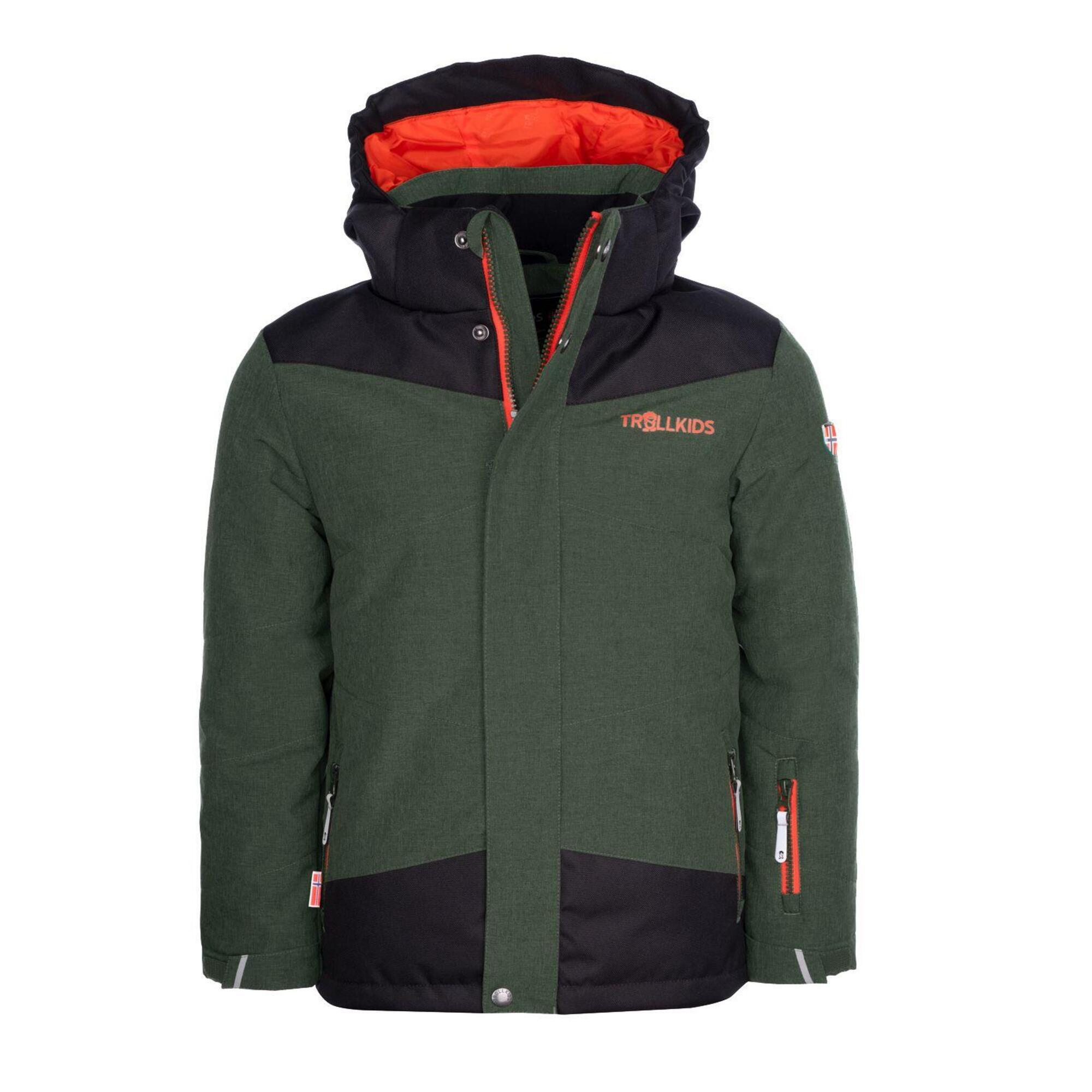 Norefjell children's winter jacket forest green/orange