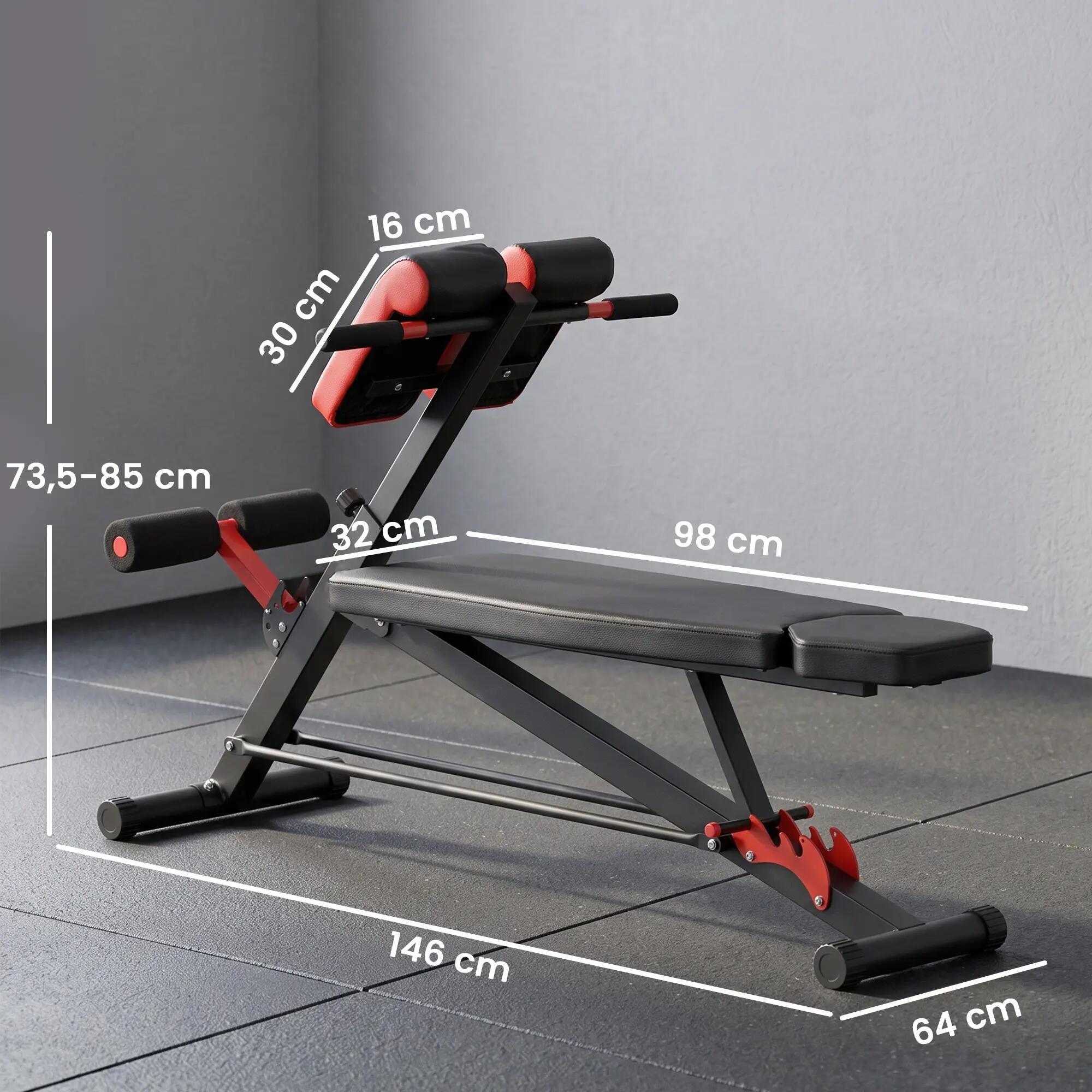 Banco musculación Ajustable 64x146x73,5-85 cm Multifuncional Carga 300 kg HOMCOM 3/8