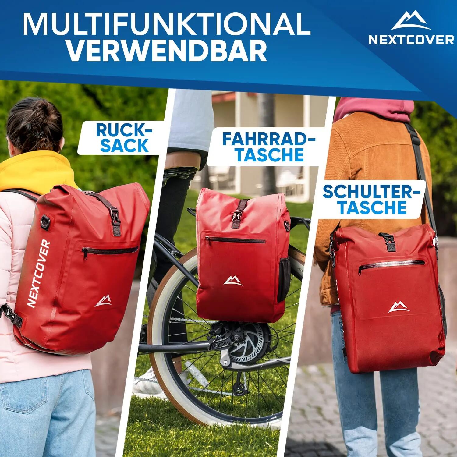 NEU 3in1 Fahrradtasche für Gepäckträger in Rot 2/9
