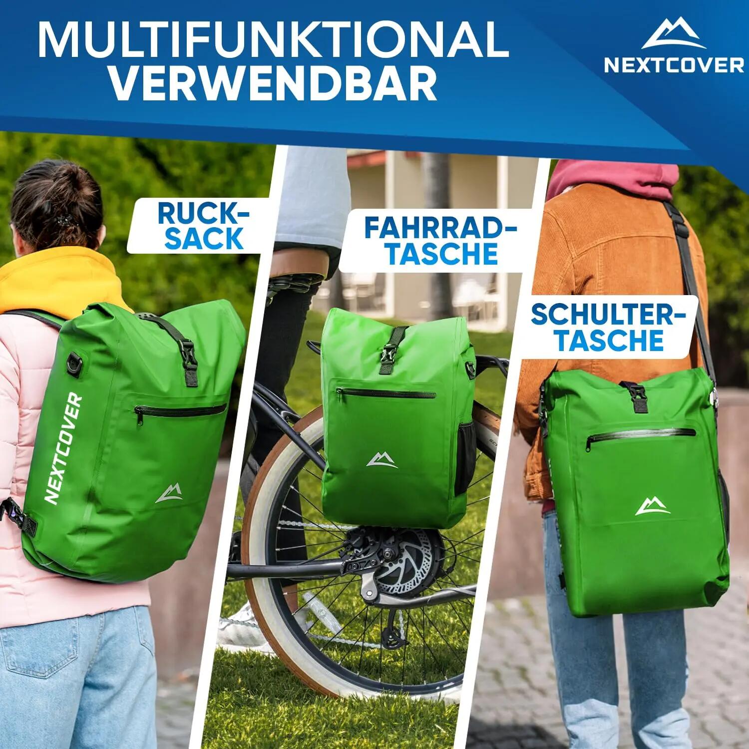 NEU 3in1 Fahrradtasche für Gepäckträger in Grün 2/9