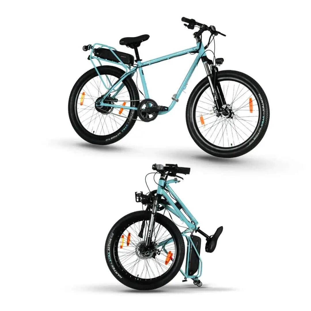 X1s Folding Electric Cycle, Single Speed, Glacier Blue -  1