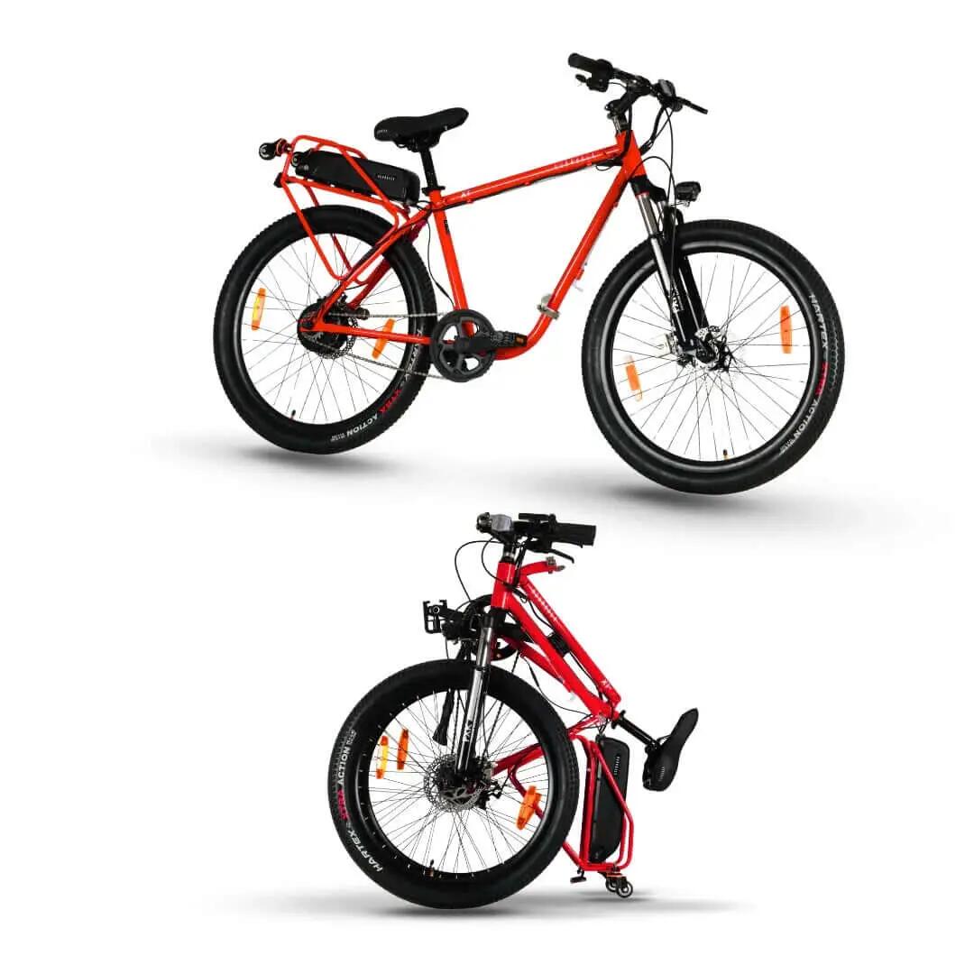 X1s Folding Electric Cycle, Single Speed, Power Red -  1