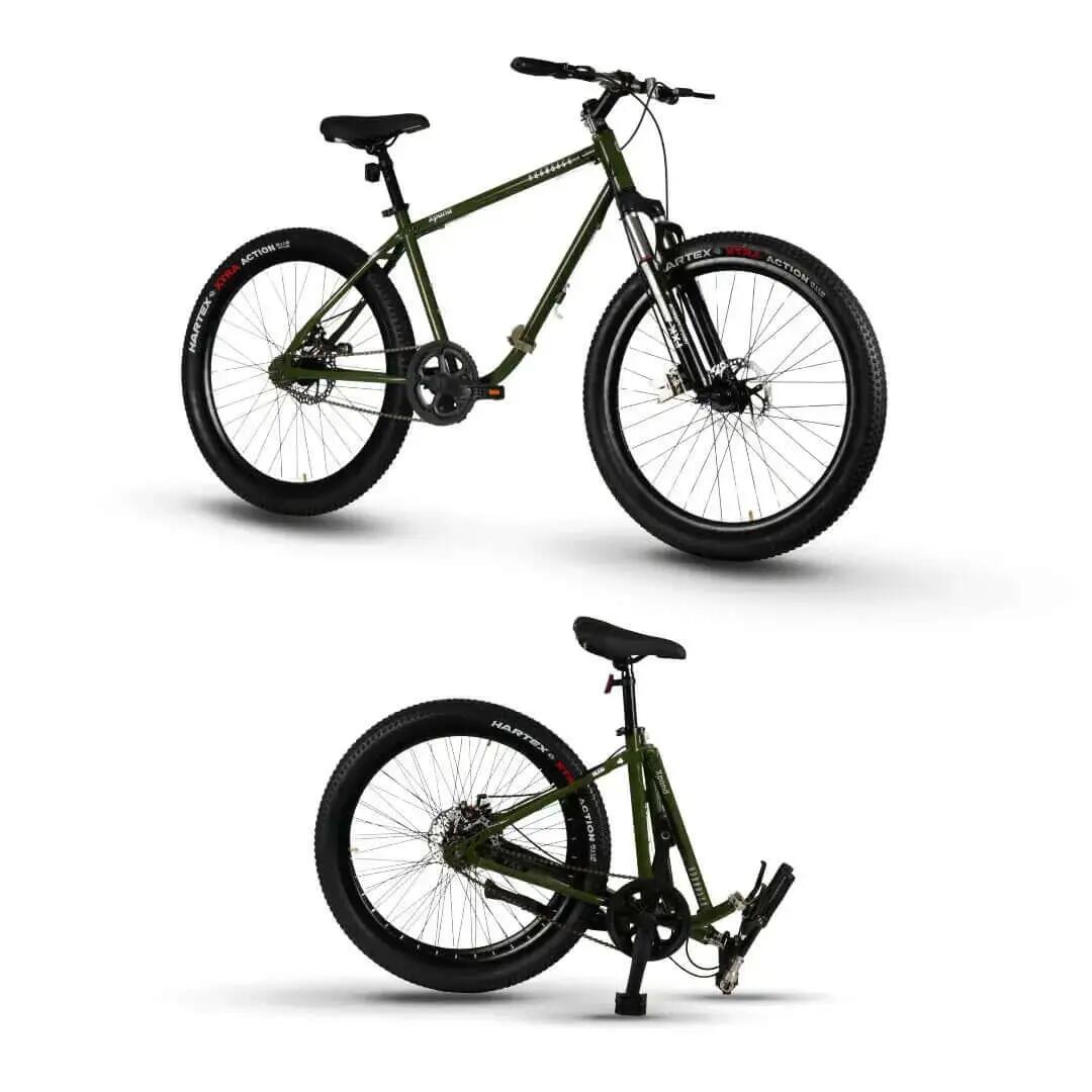 Xpand Foldable Mountain Bike, Single Speed, Combat Green -  1