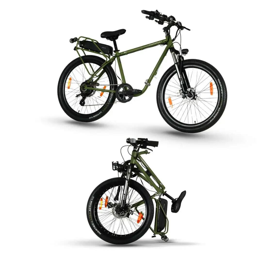 X1 Pro Folding Electric Cycle, 7-Speed Shimano Altus, Combat Green -  1