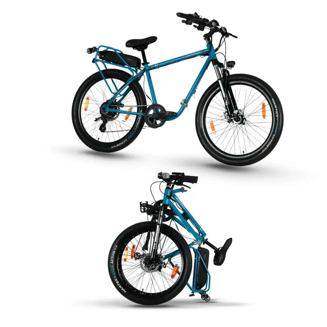 X1 Pro Folding Electric Cycle, 7-Speed Shimano Altus, Ocean Blue -  1