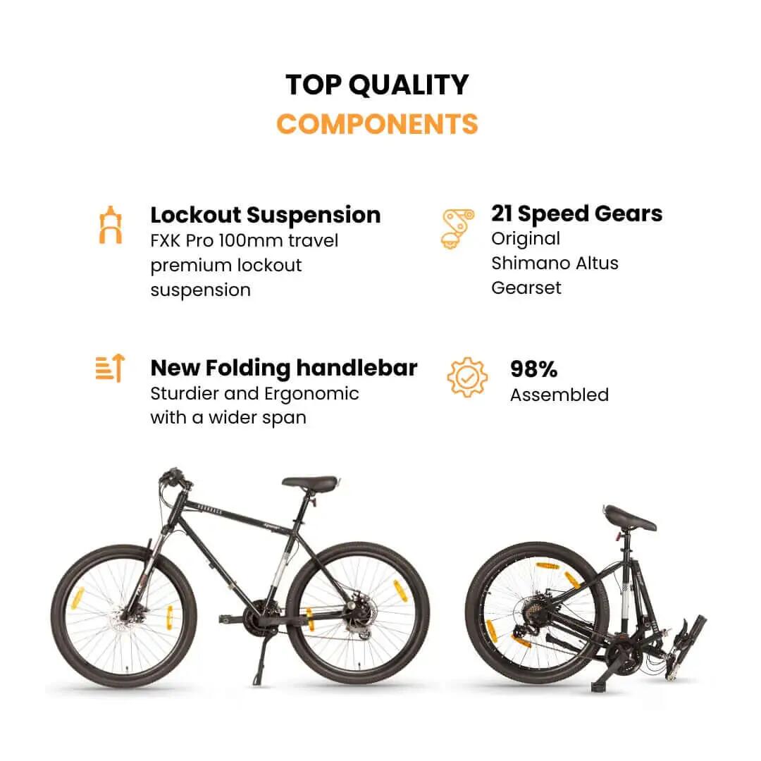Xpand+ Foldable Mountain Bike, 21-Speed Shimano Altus, Storm Black -  4