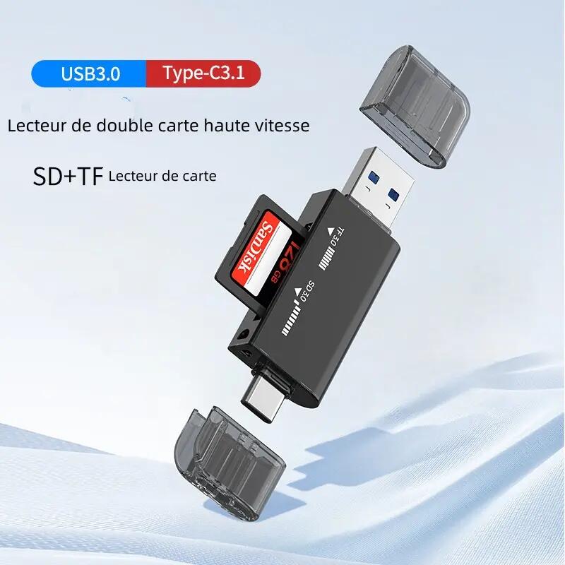 Lecteur carte USB3.0 Type-C SD TF, 2-en-1 pour téléphone et ordinateur 3/3