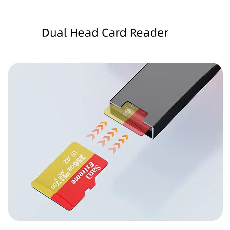Lecteur de carte microSD 2-en-1 alliage zinc USB Type-C pour téléphone tablette 3/3