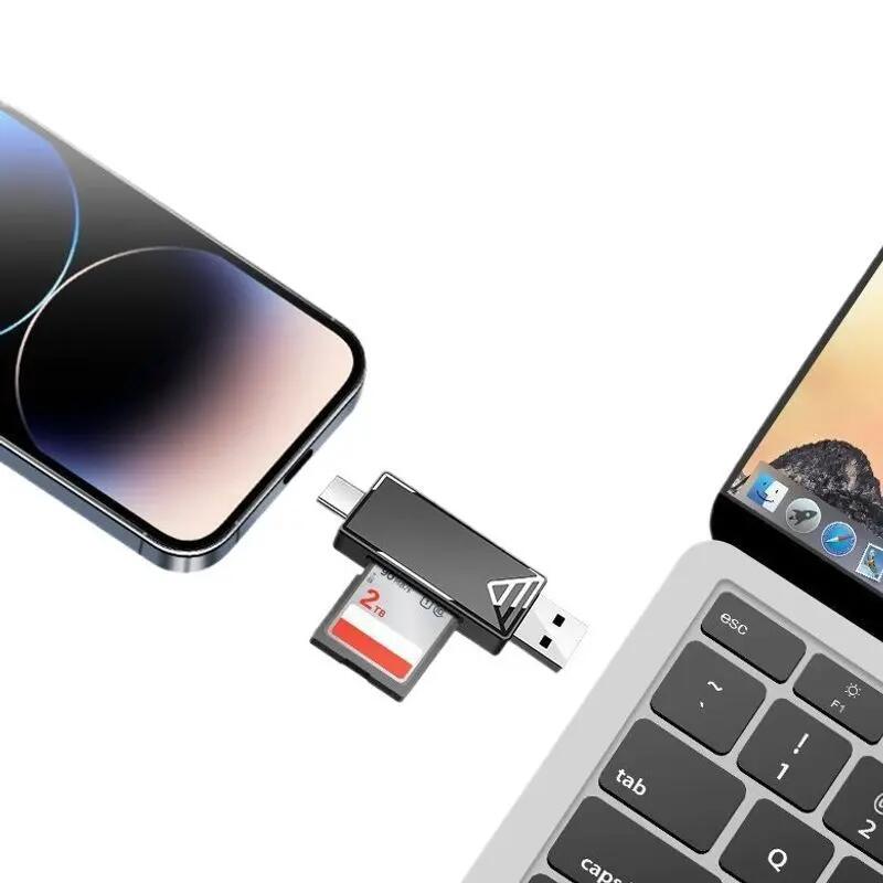 Lecteur carte USB3.0 Type-C, 4 fentes SD/TF, compatible PC téléphone drone appar 2/3