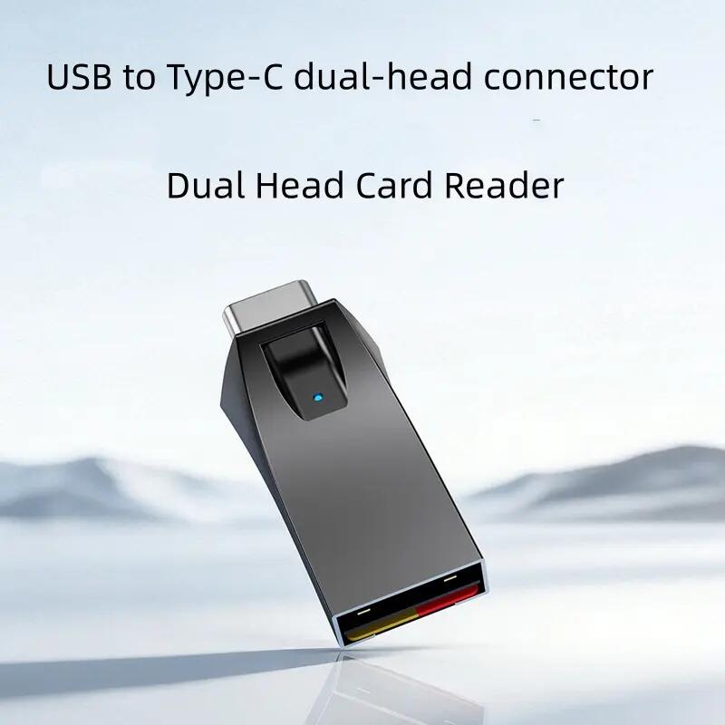 Lecteur de carte microSD 2-en-1 alliage zinc USB Type-C pour téléphone tablette 2/3