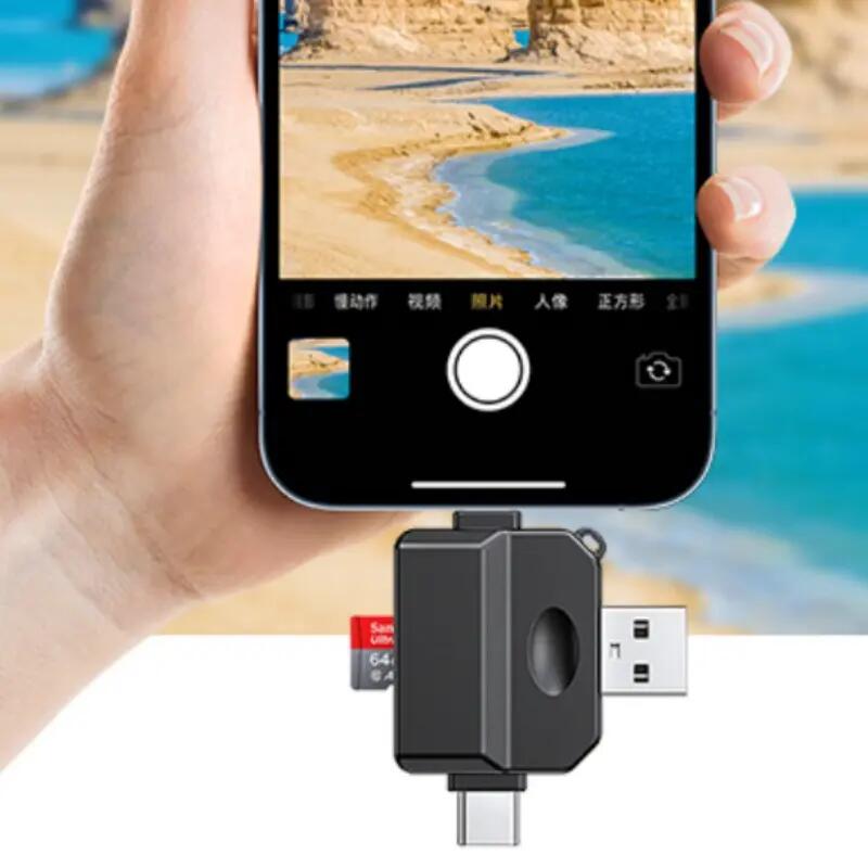 Lecteur carte SD TF 3-en-1 pour Apple, adaptateur USB haute vitesse 2/3