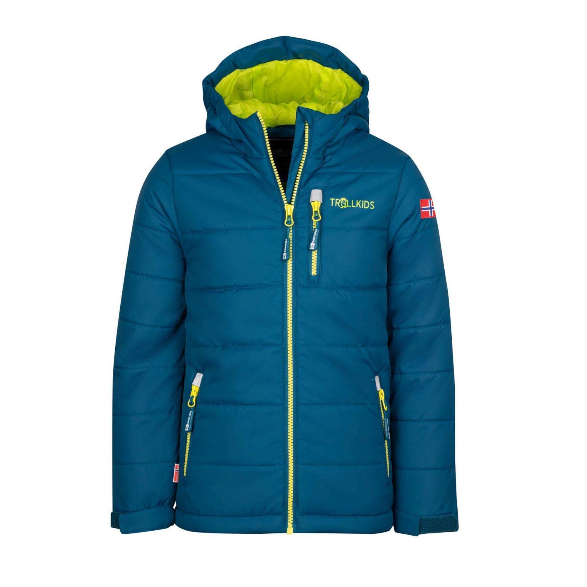 Hemsedal children's winter jacket petrol/lime blue