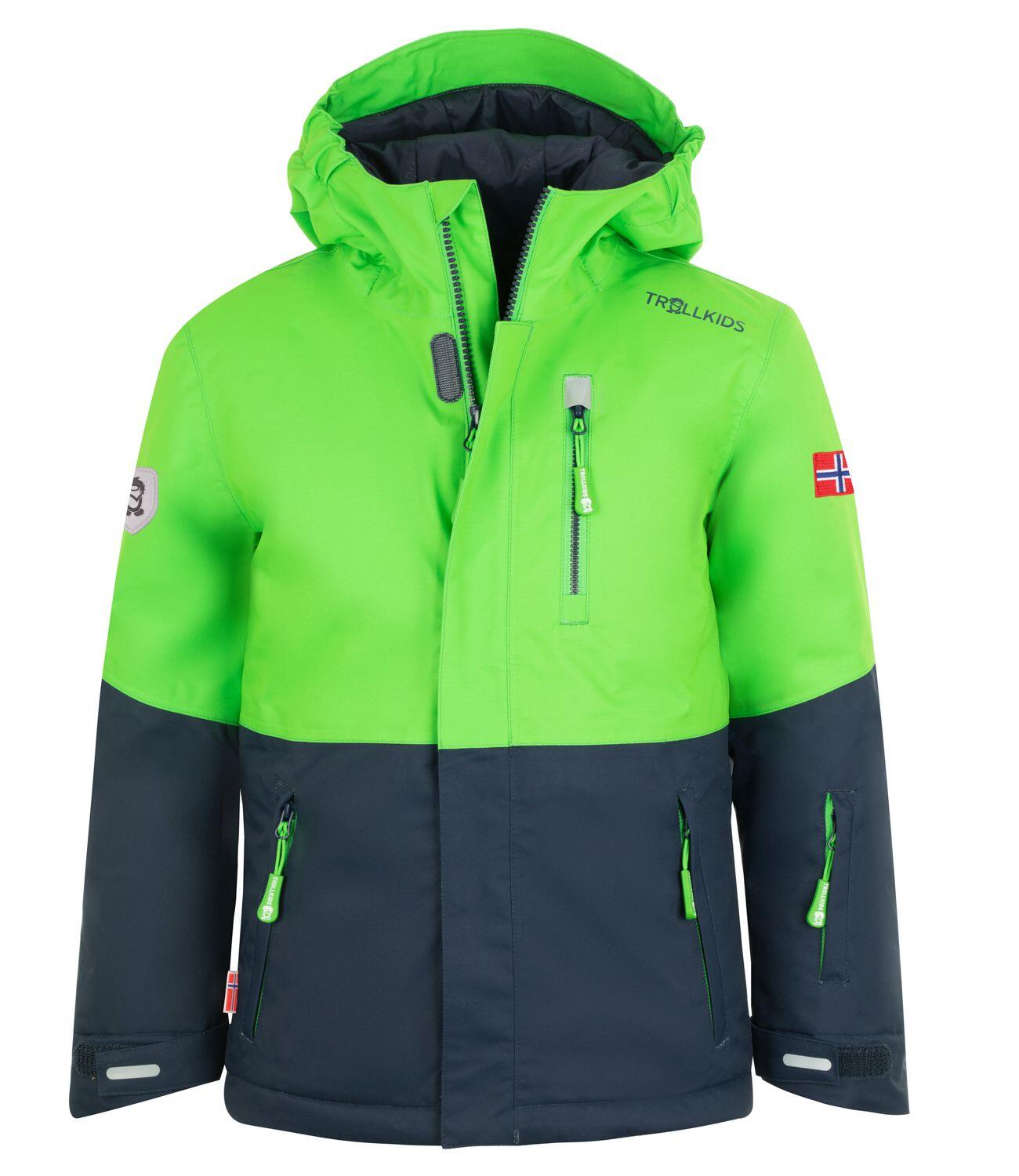 TROLLKIDS Kinder Skijacke Hallingdal Wasserdicht Hellgrün/Marineblau
