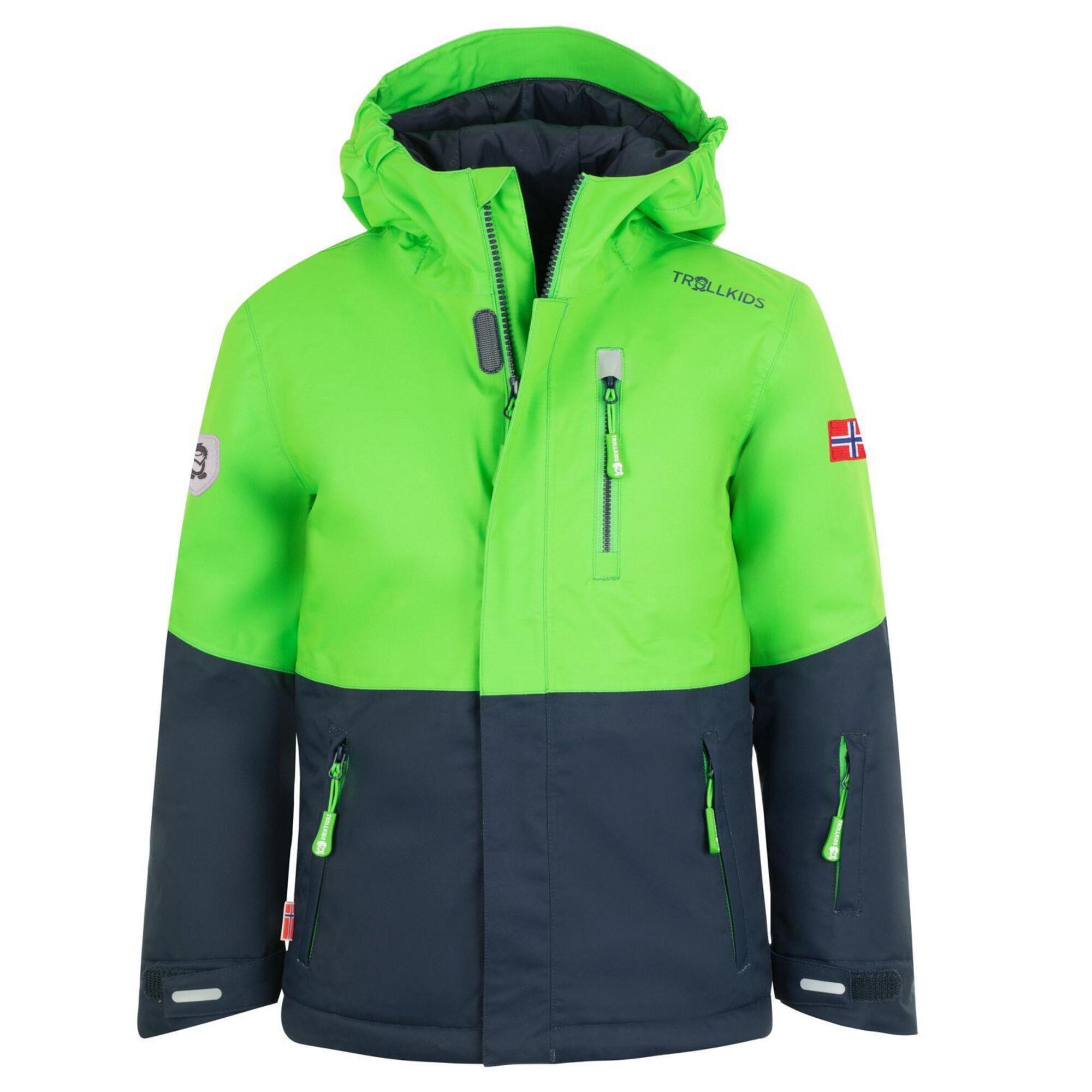 Hallingdal waterproof children's ski jacket light green/navy blue