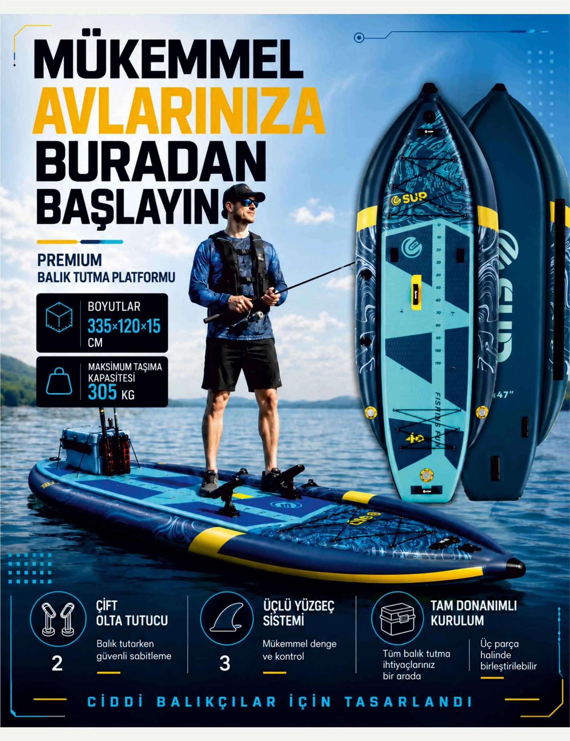 Fishing Pro Geniş Şişme Paddle Board 4/4