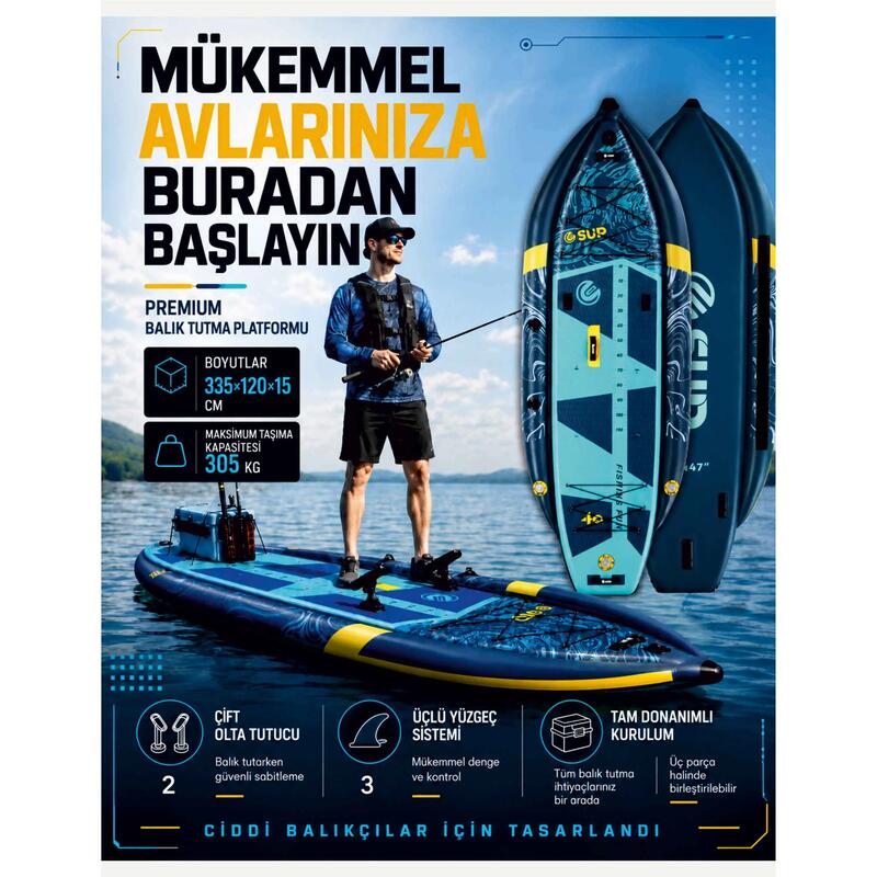 Fishing Pro Geniş Şişme Paddle Board