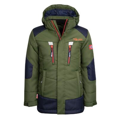 Kids winter parka narvik waterafstotend winddicht bosgroen/oranje