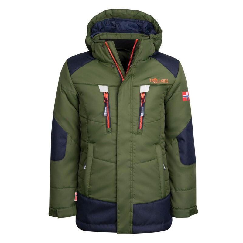 Parka d'hiver pour enfants Narvik vert forêt/orange