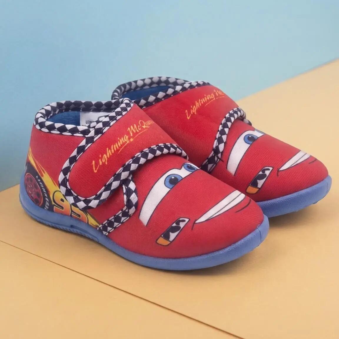 Pantoufles mi-mollet pour enfants, motif voitures, en polyester antidérapant 7/7